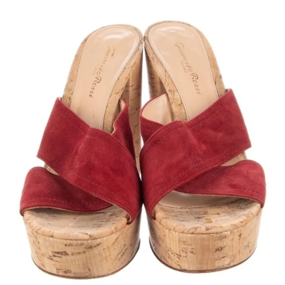 Gianvito Rossi Red Suede Platform Sandals‎